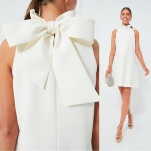 Tuckernuck Ivory Blythe Bow Ruffle Sleeveless Preppy Mini Dress Size XXL